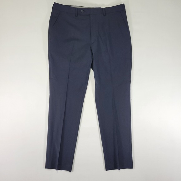 Calvin Klein Men's‎ Dress Pant Trousers JACE Navy Wool Blend SLIM 34x30 NEW - Picture 1 of 9